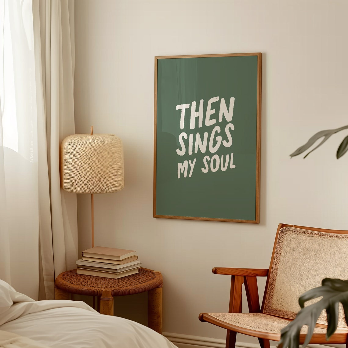 Then Sings My Soul Sage Green Cream Hymn Typography Poster Art - Image 4