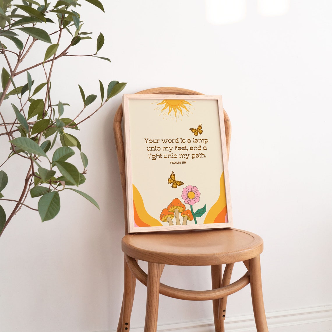 Your Word Is A Lamp Unto My Feet Psalm 119 Retro Boho Sun Poster - Image 4