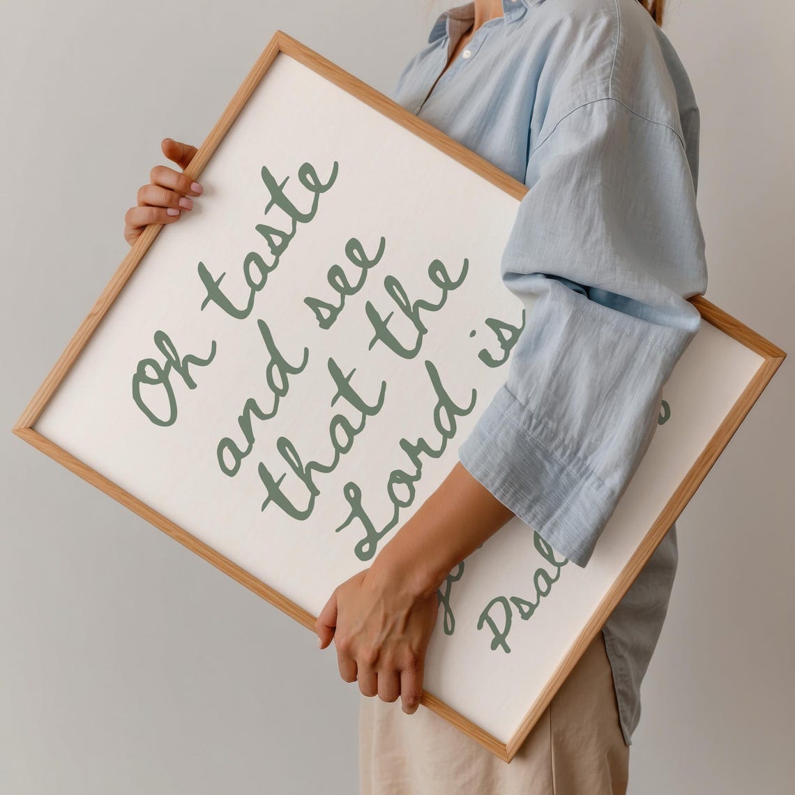 Oh Taste And See That The Lord Is Good Psalm 34:8 Green Script Poster - Image 4