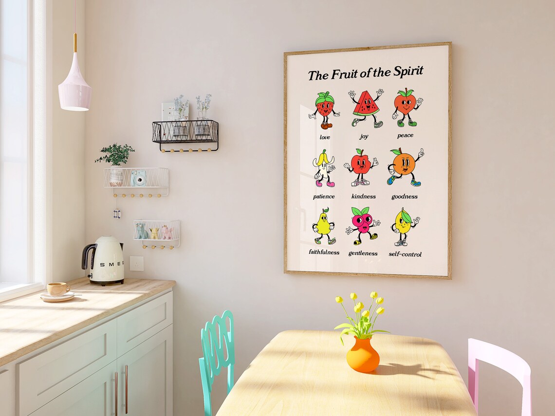 Fruit Of The Spirit Christian Poster, Retro Mascot - Image 4