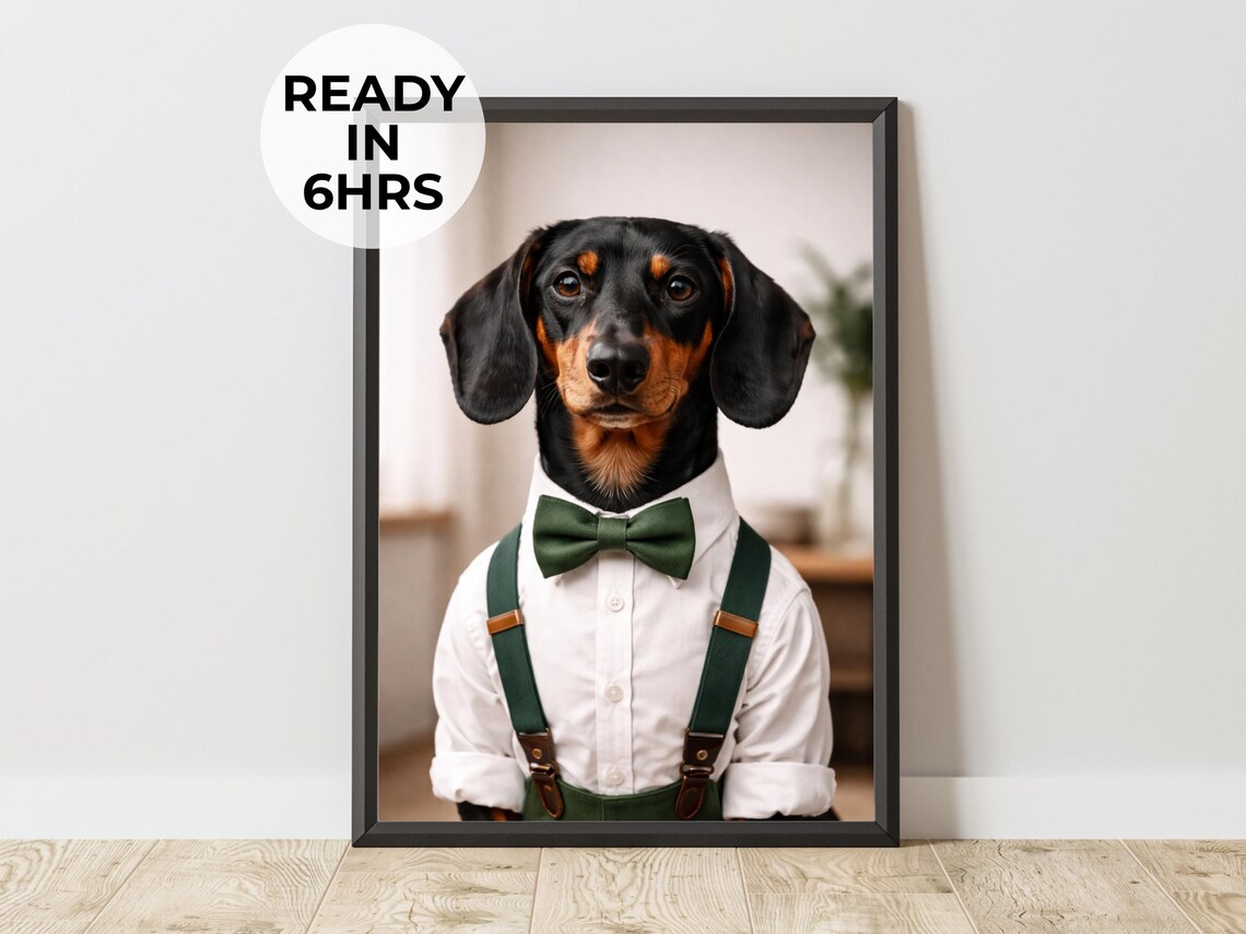 Custom Dapper Pet Portrait, Formal Dog Art Print