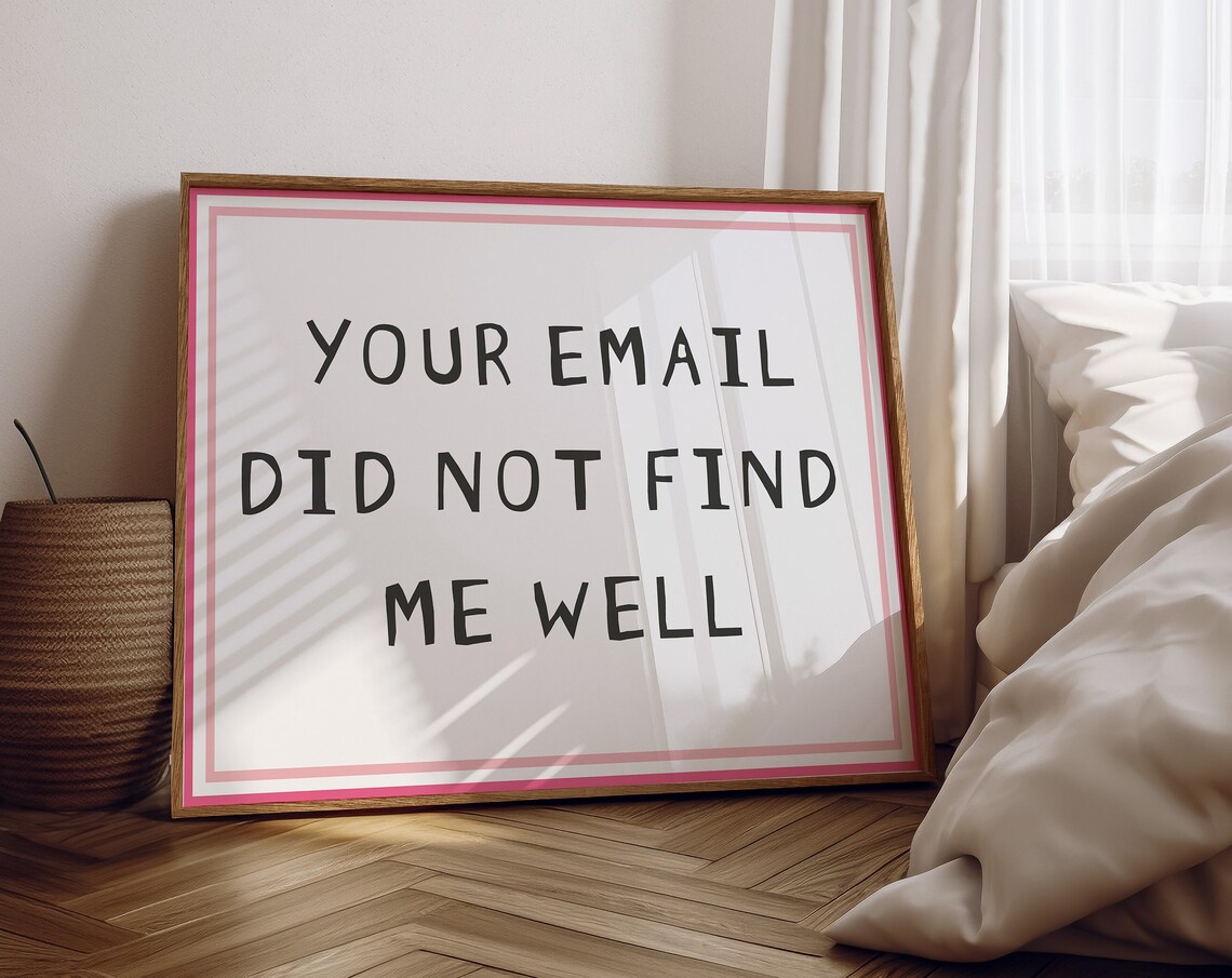 Your Email Did Not Find Me Well Pink Border White Office Poster