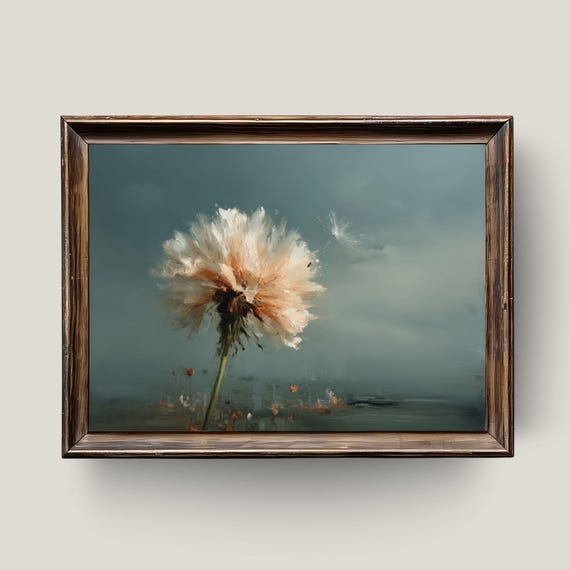 Dandelion Wish Art Print Minimalist Nature Painting