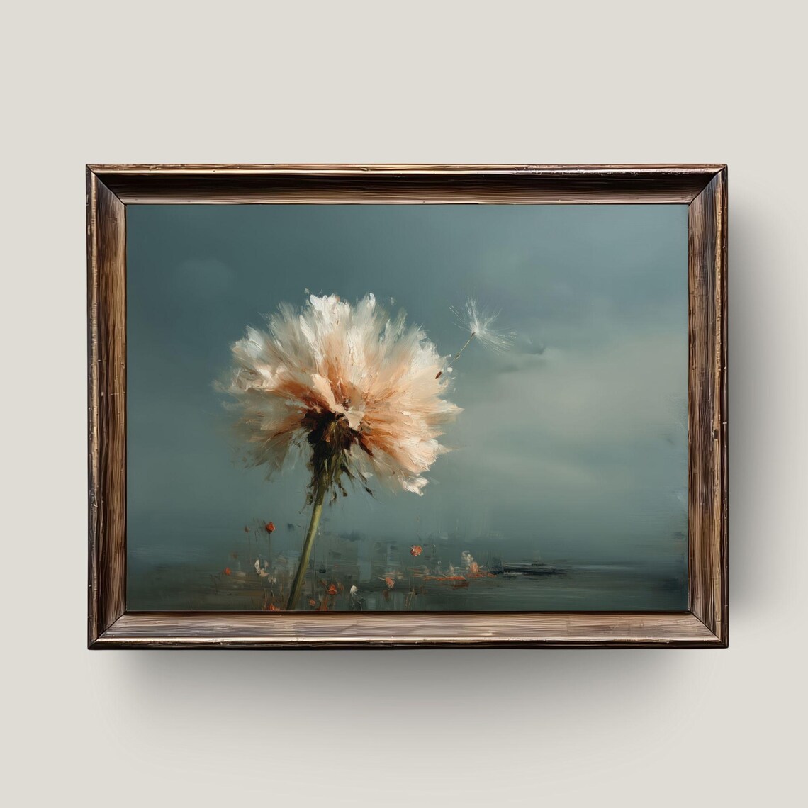 Dandelion Wish Seeds Blowing Dreamy Minimalist Botanical Art Print