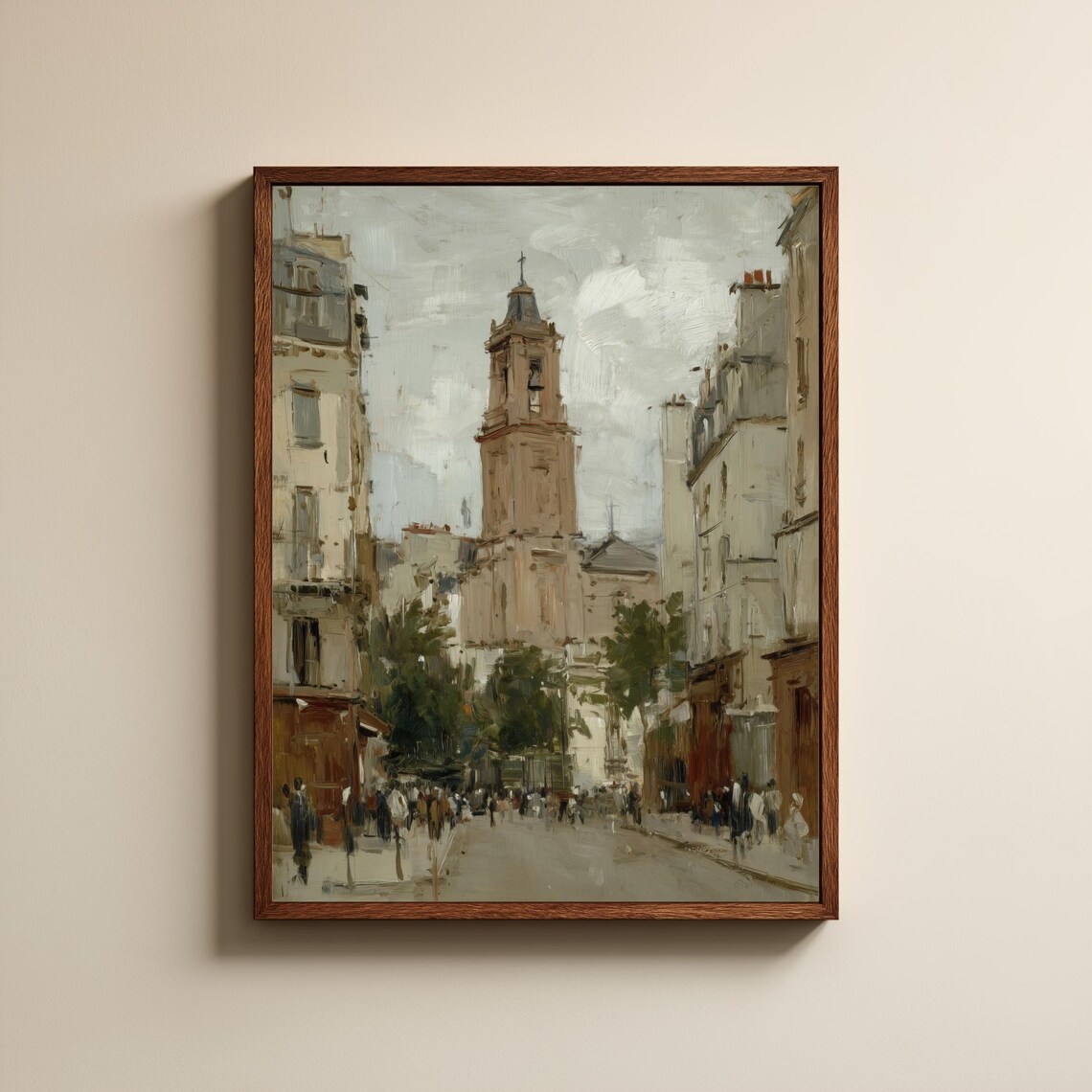Vintage European Cityscape Paris Street Scene Art Print