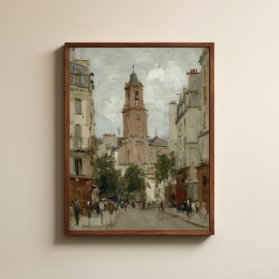 Vintage European Cityscape Paris Street Scene Art Print