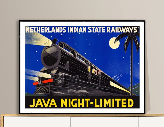Netherlands Indian State Railways Java Night Limited Vintage Travel Poster Poster Paper Or Print Gift Idea