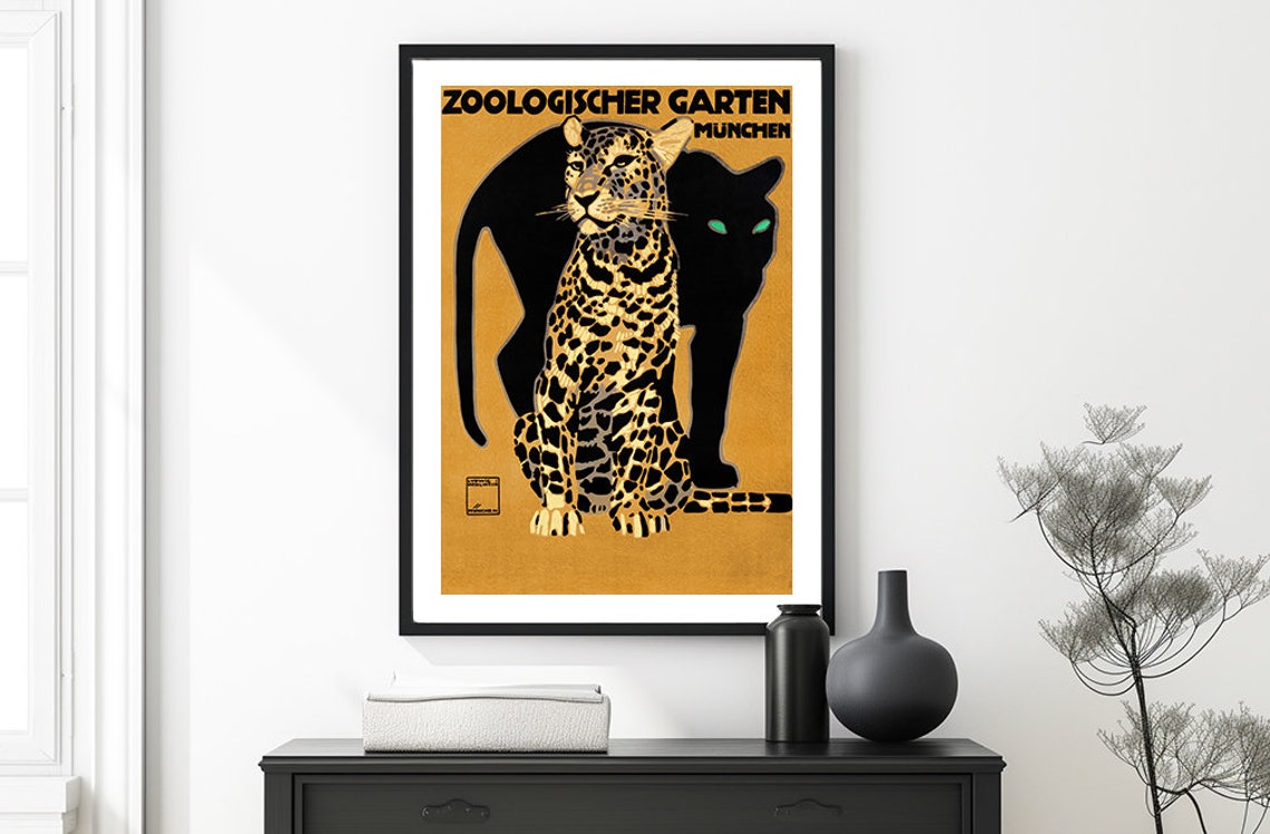 Zoologischer Garten München Gold Vintage Leopard Panther Poster - Image 2