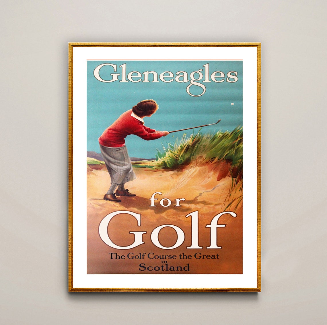 Gleneagles for Golf Scotland Vintage Golf Course Travel Poster