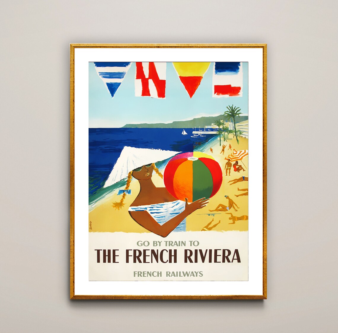 Go By Train To The French Riviera Vintage French Railways Beach Poster