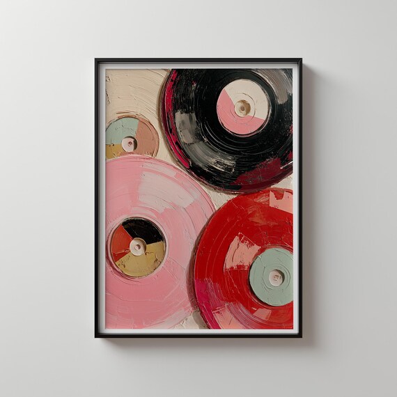 Vinyl Record Retro Y2K Preppy Music Art Print