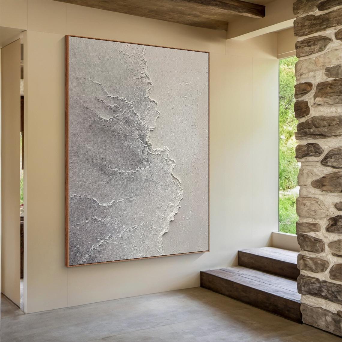 Grey Art Grey Minimalist Texture Painting Large Grey Wall Art Light Beige Abstract Painting Modern Abstract Art Home Decor - Image 6