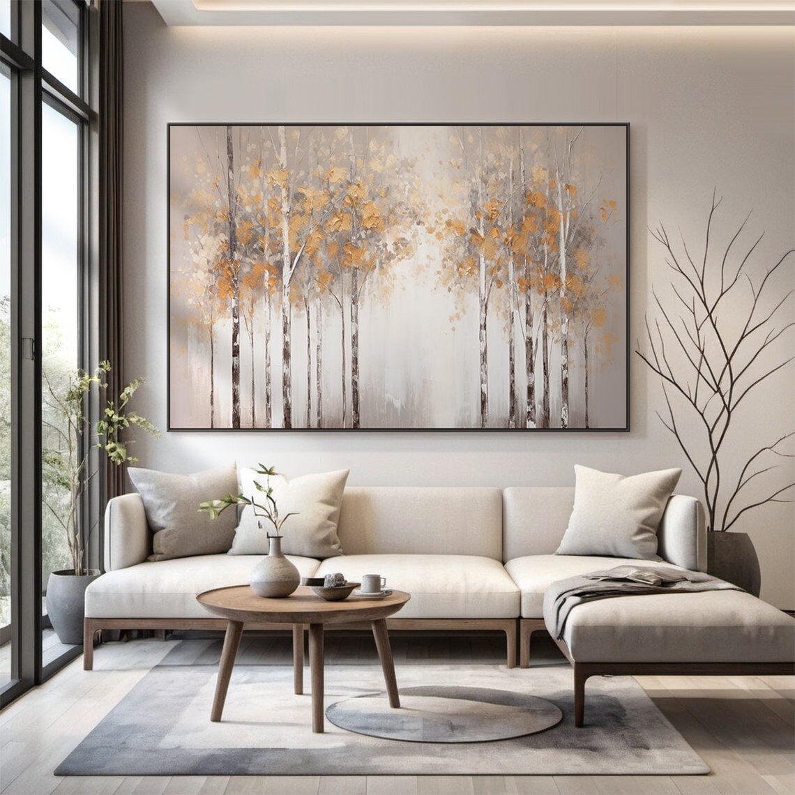 Large Original Brown Forest Painting Abstract Texture Wall Art Modern Living Room Art Natural Landscape Painting - Image 4