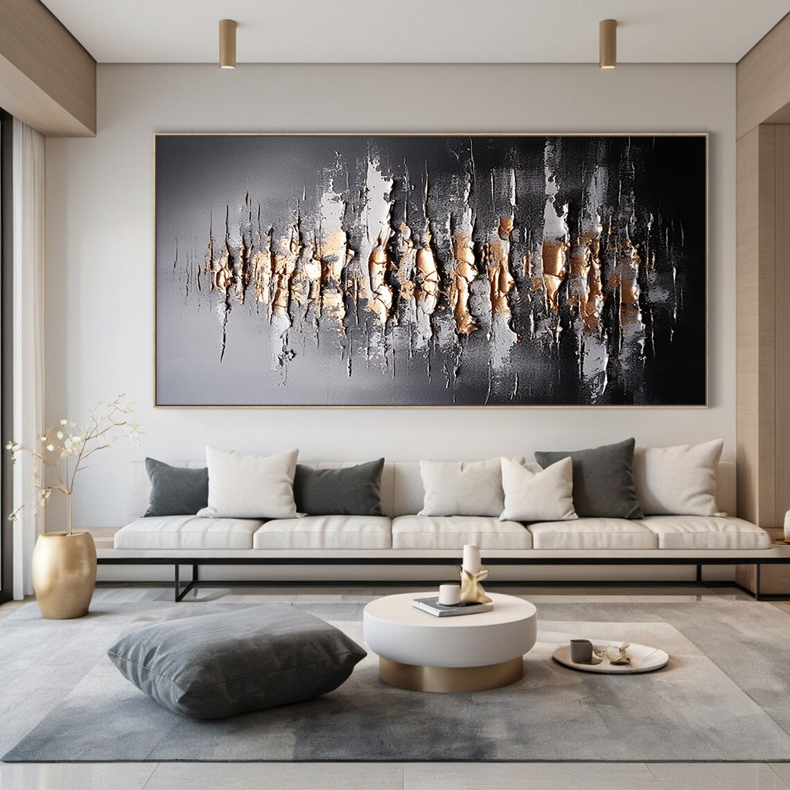Wabi Sabi Abstract Wall Art Print, Black and Gold - Image 3