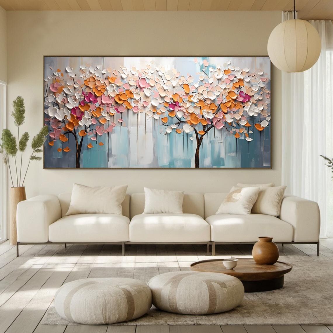 Colorful Tree Of Life Landscape Oil Painting Art Print - Image 4