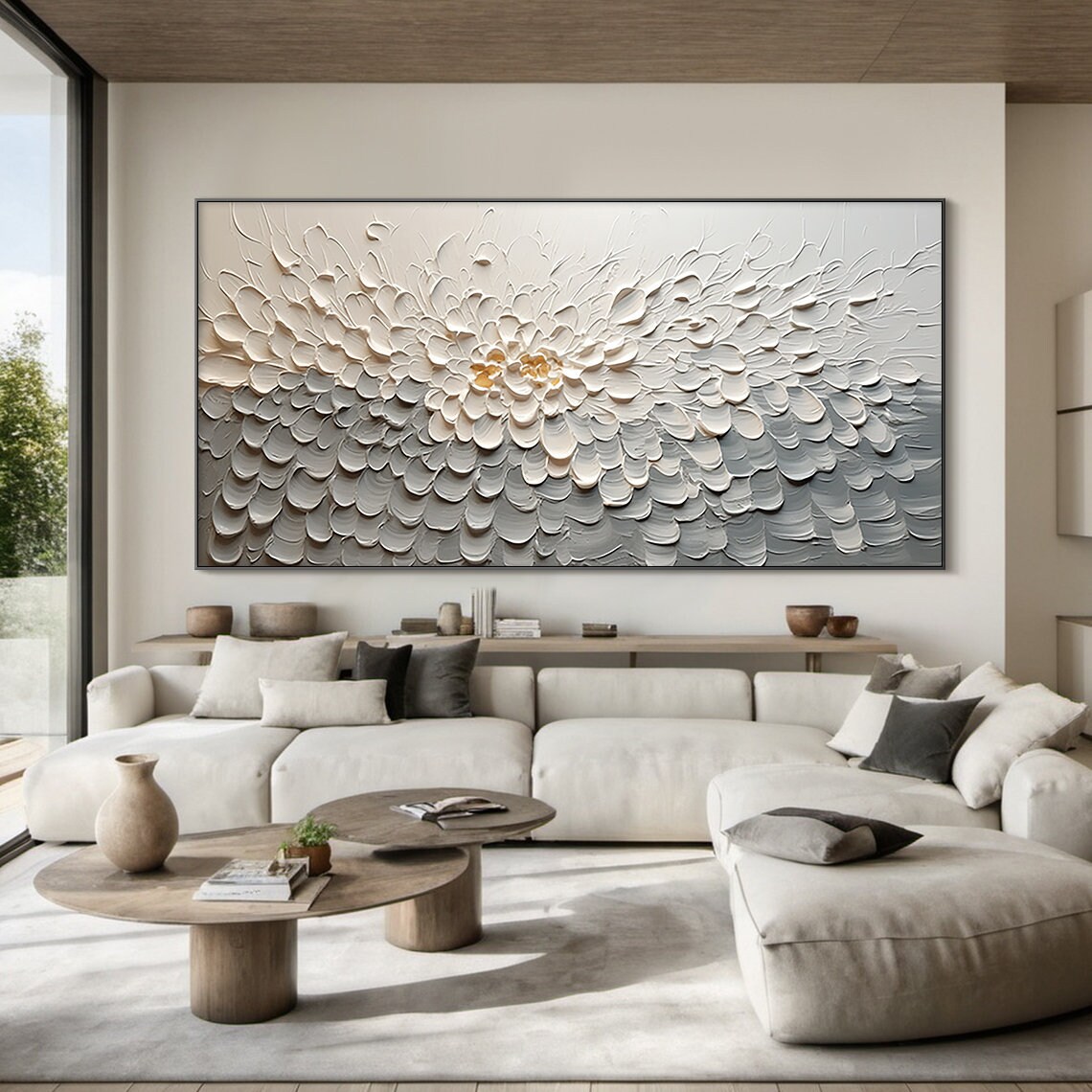 Gray Abstract Flower Painting, Modern Wall Art Print - Image 4