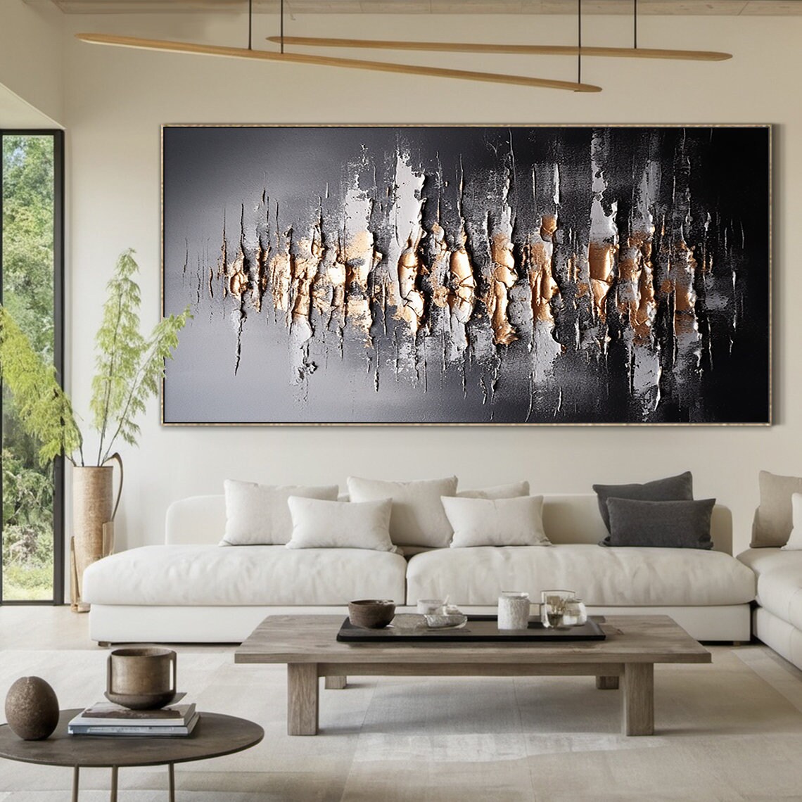 Wabi Sabi Abstract Wall Art Print, Black and Gold - Image 4