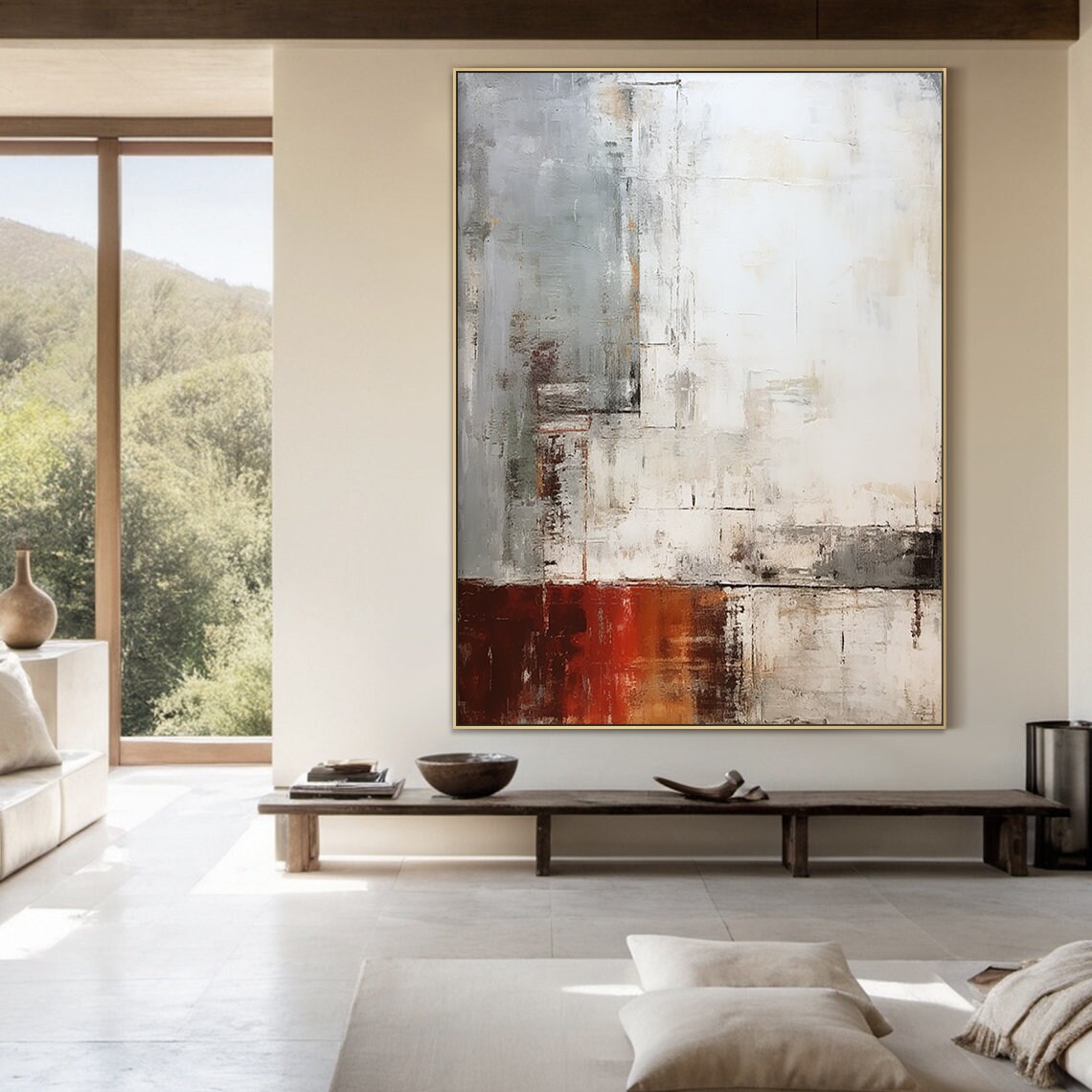 Wabi Sabi White and Grey Abstract Art Print - Image 3