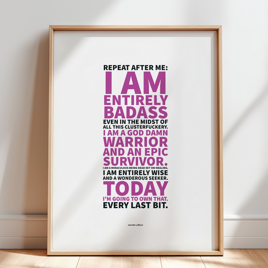 Daily Affirmation Print, Bold Typography Art Print