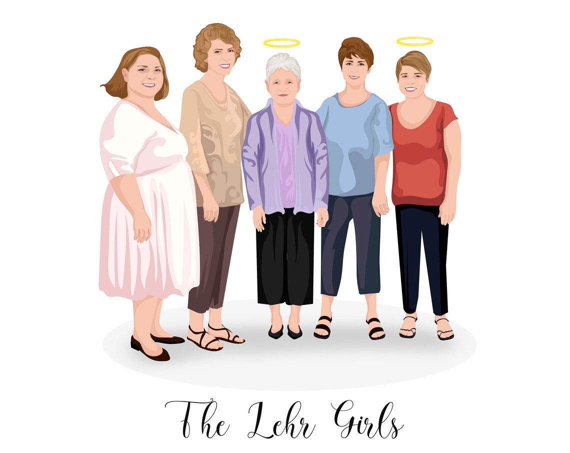 Custom Five Sisters Portrait From Photo Memorial Family Poster