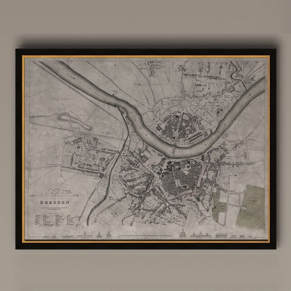 Dresden Map Vintage Travel Poster, Germany