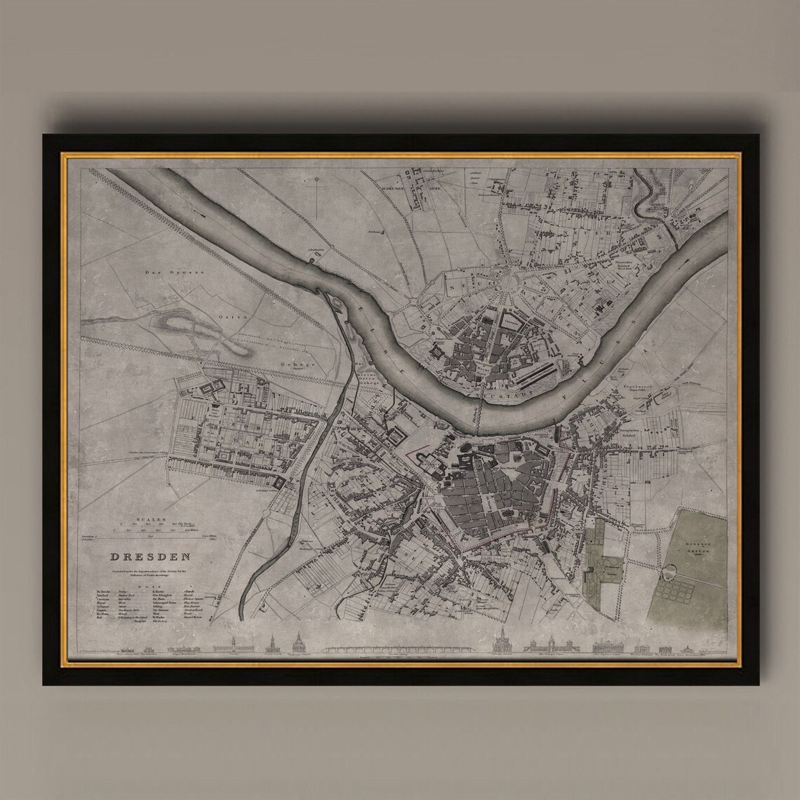 Dresden Map Vintage Travel Poster, Germany