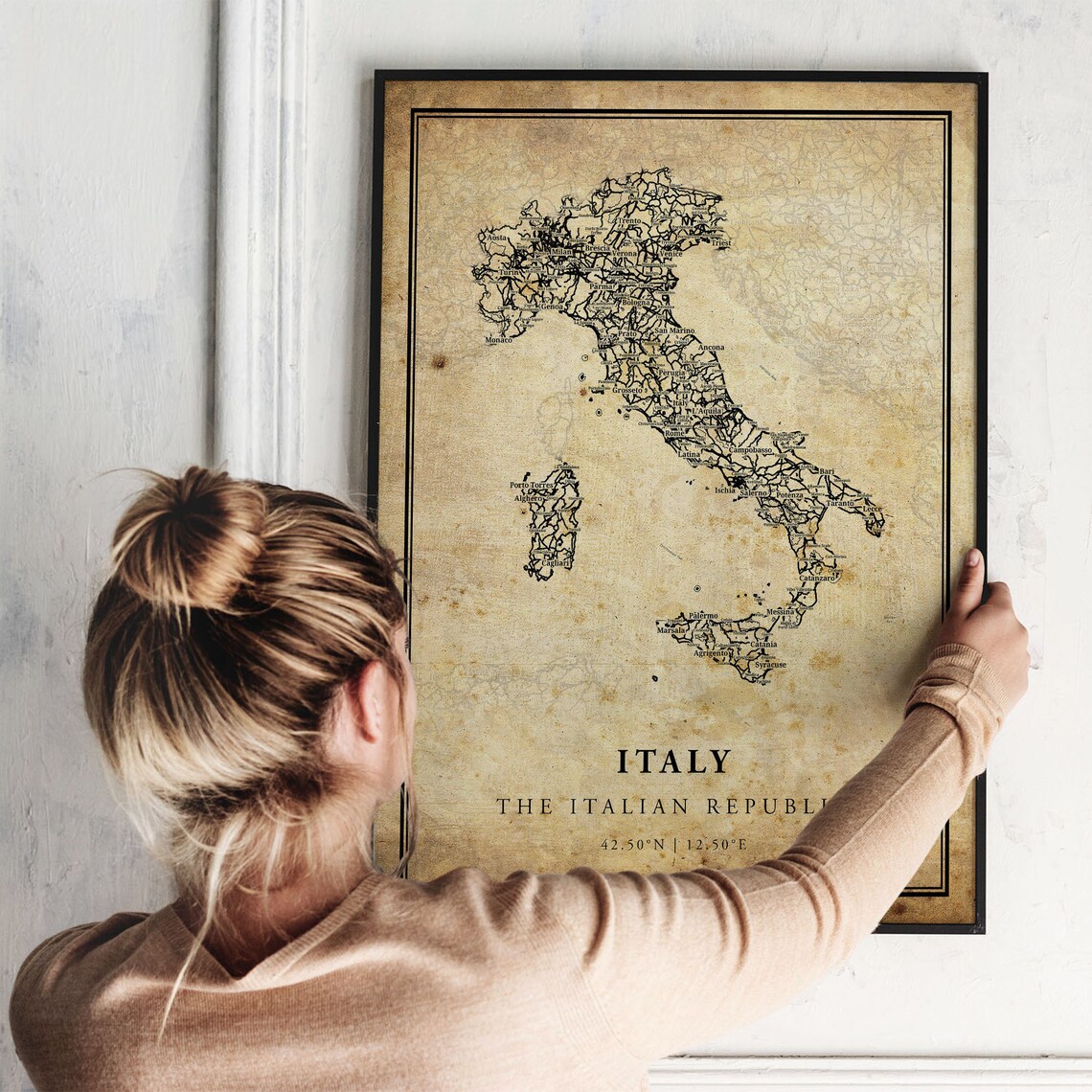 Italy Vintage Map Poster Print, Country Road Map - Image 2
