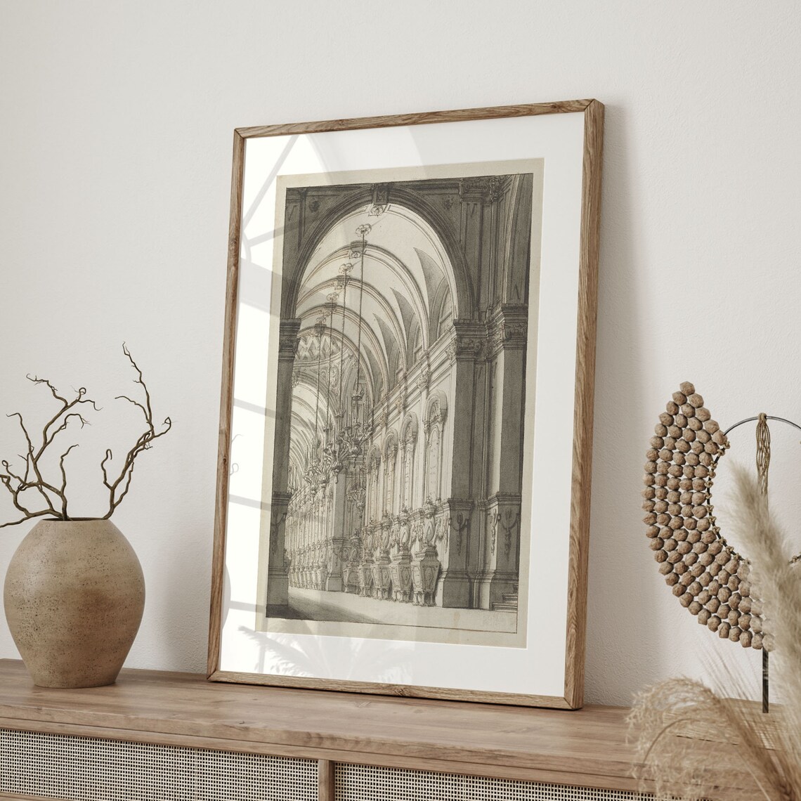 Antique Architecture Line Art Sketch Vintage Etching Art Print