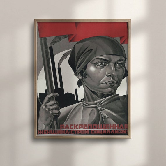 Soviet Feminist Propaganda Wall Art Vintage Cccp Poster Colorful Communism Art Reproduction Unique Living Room Decor Gift Idea C16 1047
