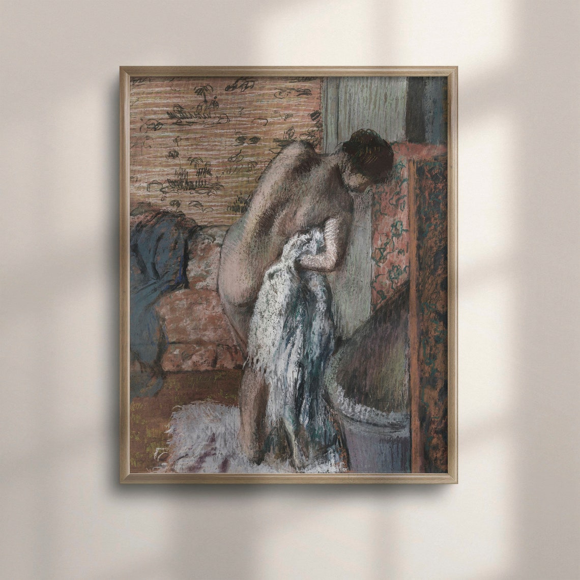 Edgar Degas After The Bath 1885 Pastel Vintage Nude Bather Art Poster