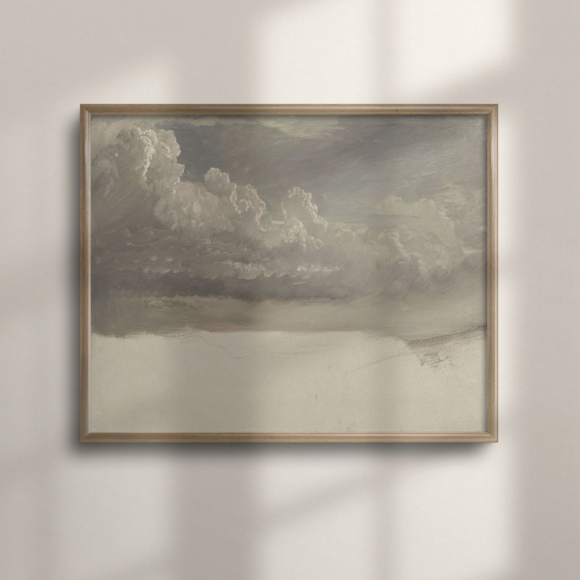 Vintage Moody Dramatic Cloud Study Neutral Gray Sky Art Poster