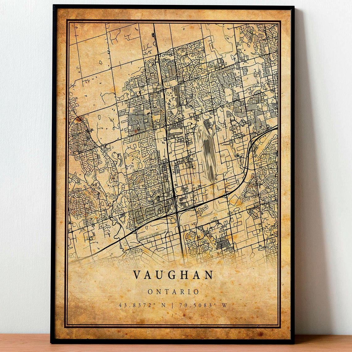 Vaughan Ontario Vintage Street Map Custom City Coordinate Art Poster - Image 4