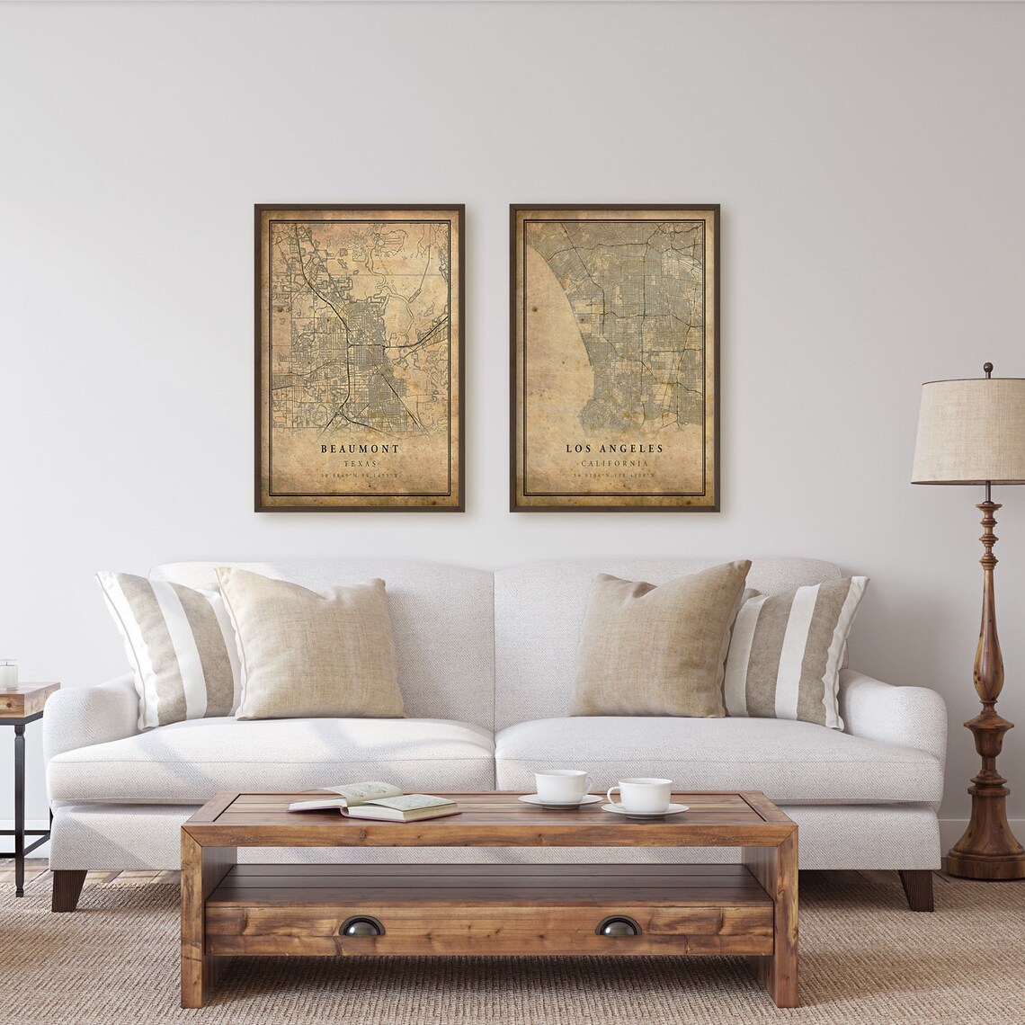 Beaumont Texas Vintage Street Map Custom City Coordinate Art Poster - Image 4