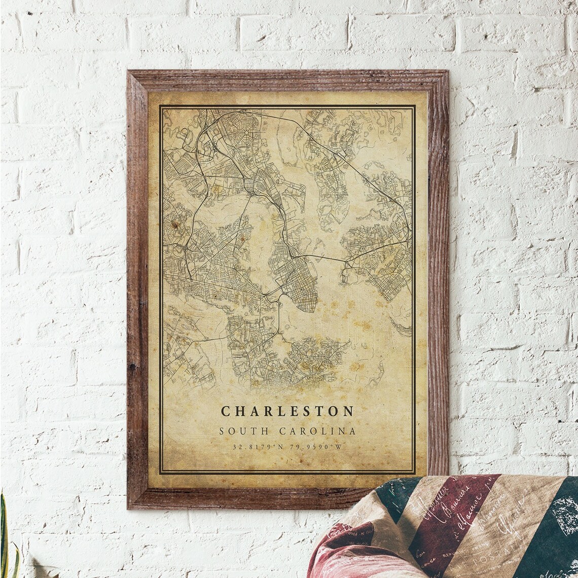 Charleston Vintage Map Poster, Rustic South Carolina - Image 3