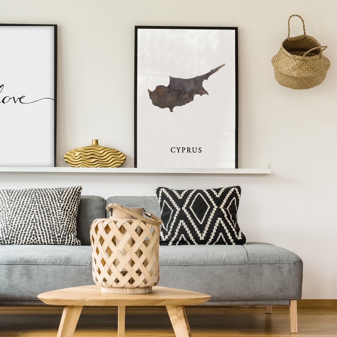 Cyprus Watercolor Island Map Minimalist Modern Neutral Decor Poster - Image 4