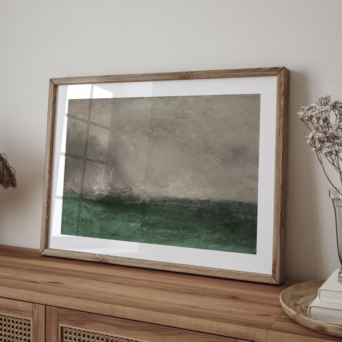 Green Gray Ocean Waves Abstract Vintage Seascape Painting Poster - Image 4