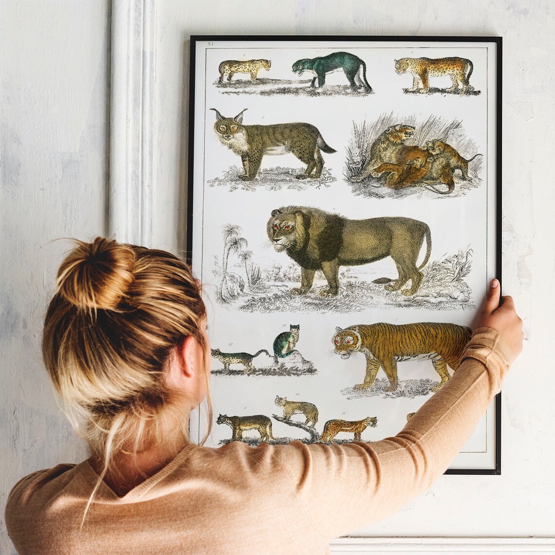 Cat Family Antique Animal Painting Vintage Poster - Image 3