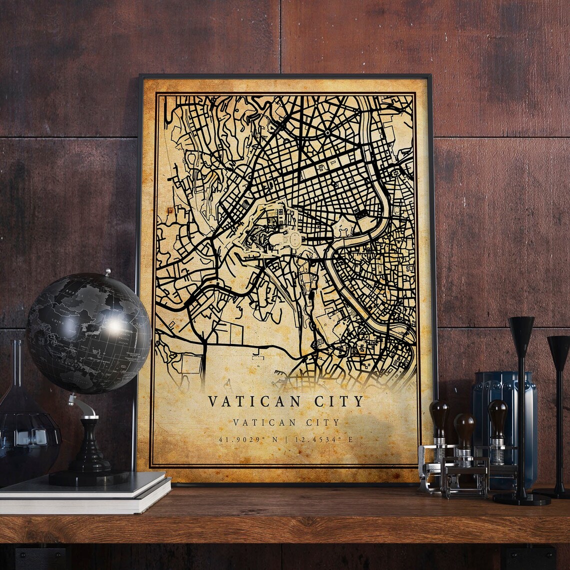 Vatican City Vintage Map Poster, Rustic Home Decor