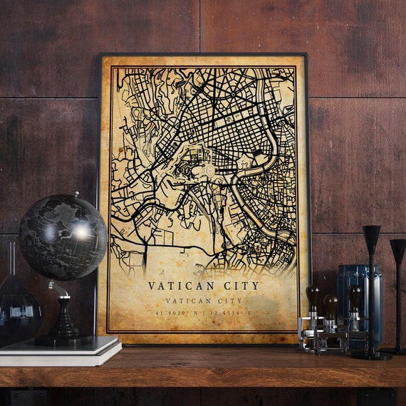 Vatican City Vintage Map Poster, Rustic Home Decor