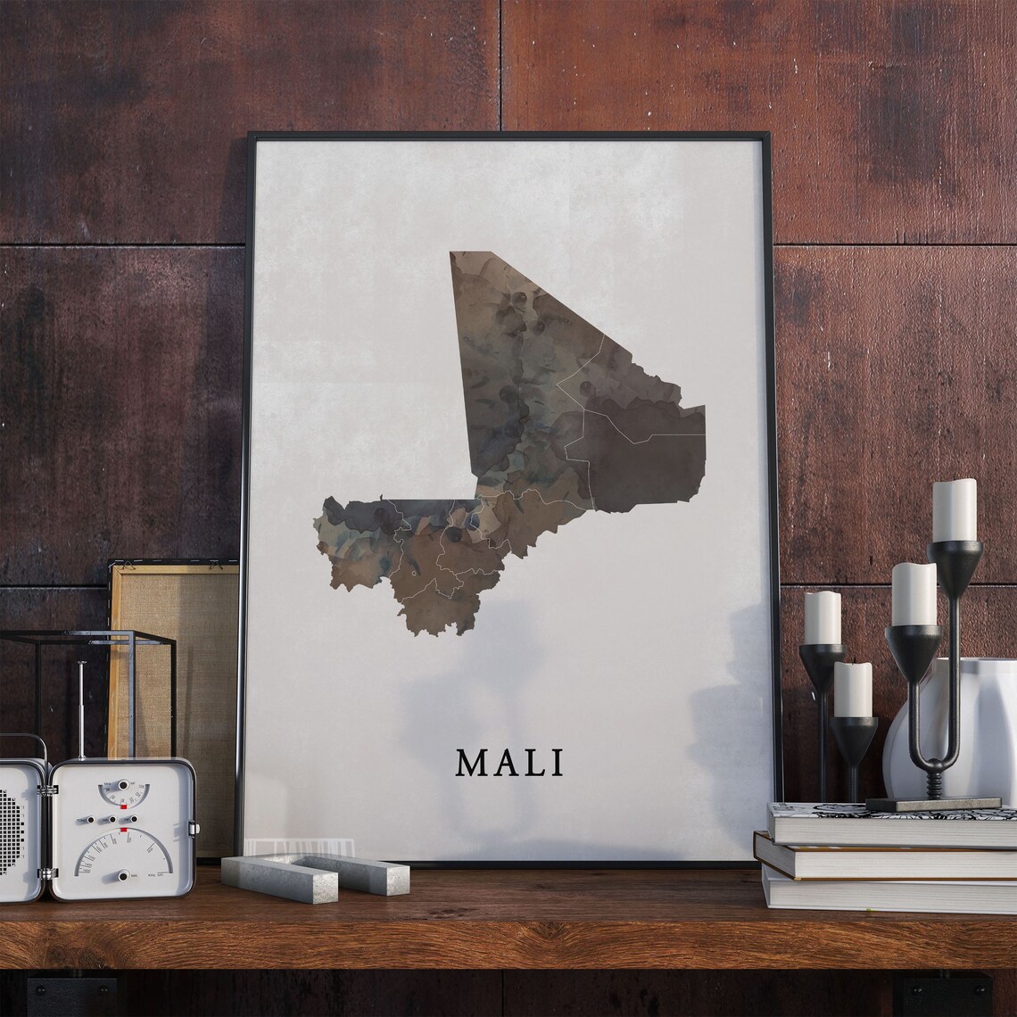 Mali Vintage Style Map Print, Travel Poster