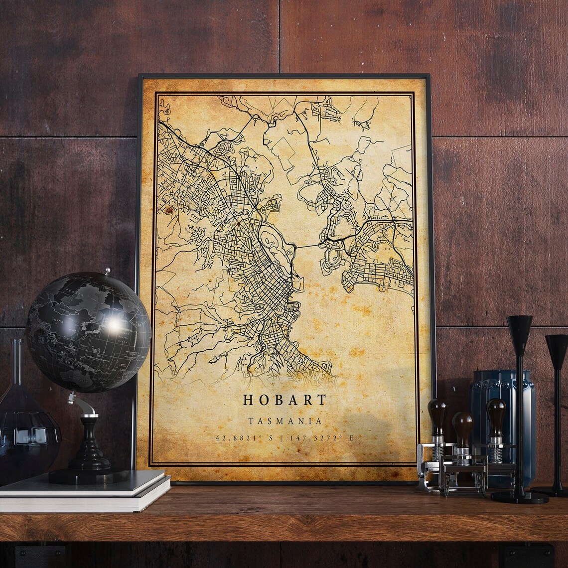 Hobart Tasmania Vintage City Street Map Poster for Travelers