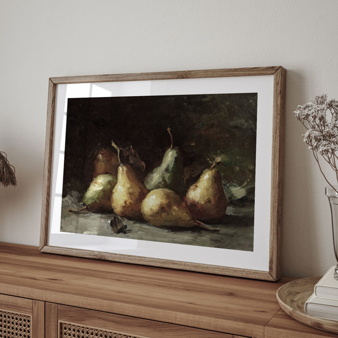 Vintage Kitchen Still Life Painting, Moody Pear Art Print - Image 4