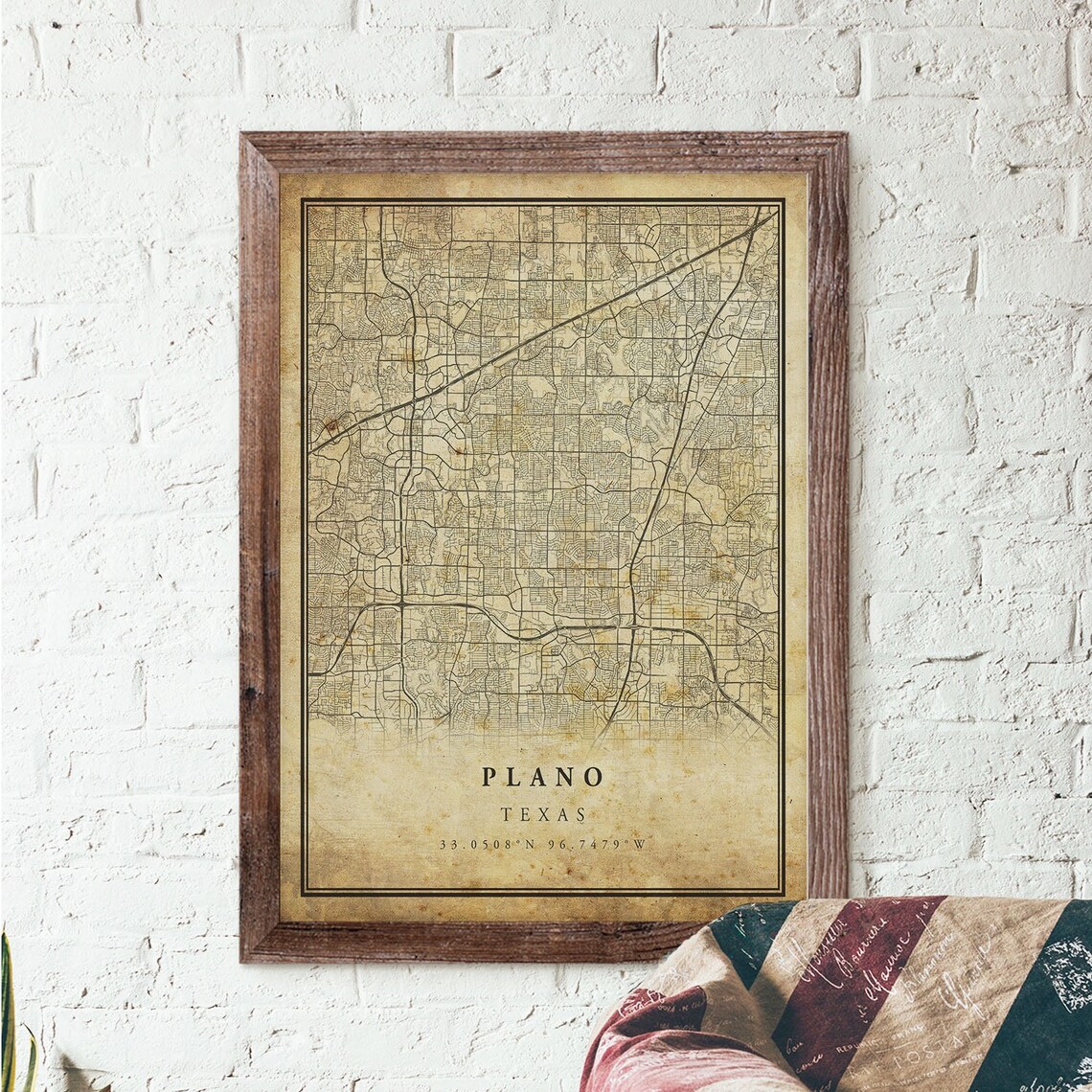 Plano Vintage Map Poster, Antique Rustic Texas - Image 3