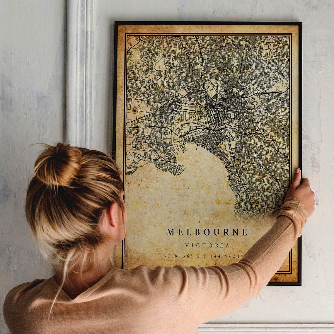 Melbourne Vintage Map Poster, Antique Rustic Travel Poster - Image 2