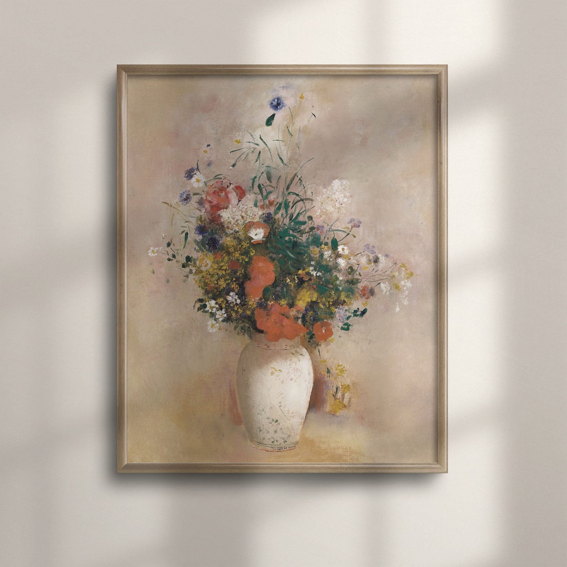 French Country Decor Floral Wall Art Farmhouse Decor Oil Painting Of Poppies In A Vase Floral Still Life Artwork C16 1346