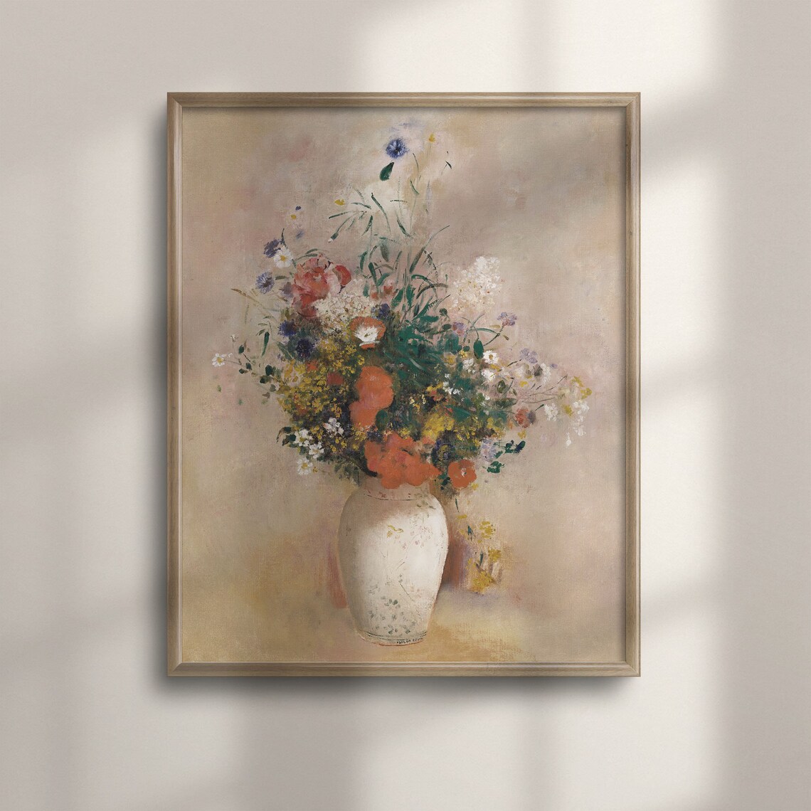 Wildflower Bouquet In Vase Vintage Impressionist Floral Art Poster