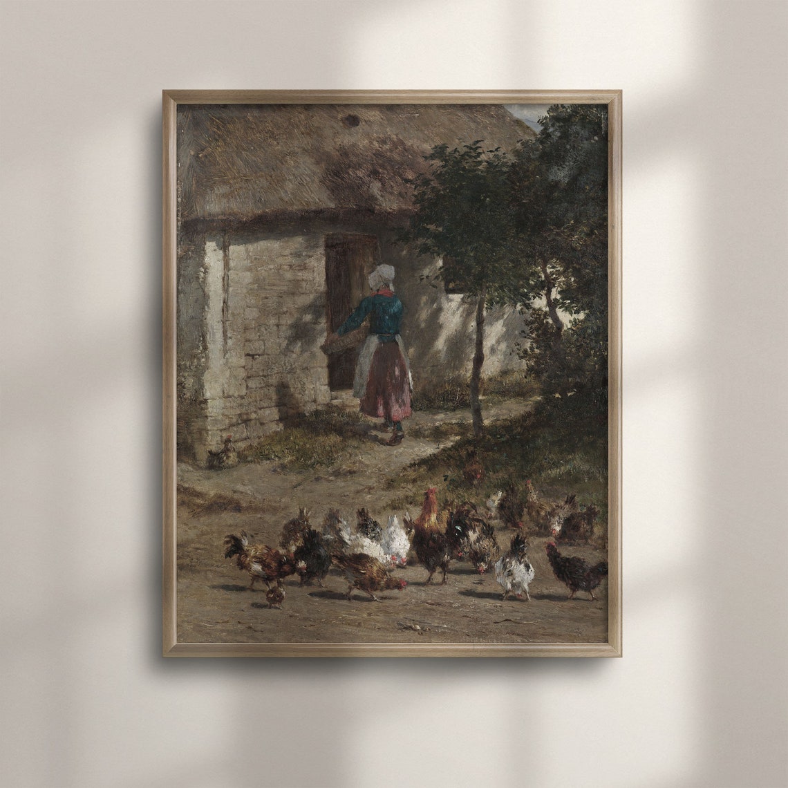 Antique Farm Animal Art Vintage Chicken Painting Rustic Farmhouse Decor Country Wall Accent French Farmhouse Inspired C16 1150