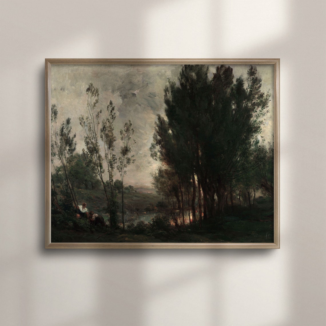 Moonlit Poplars River Vintage French Landscape Painting Poster