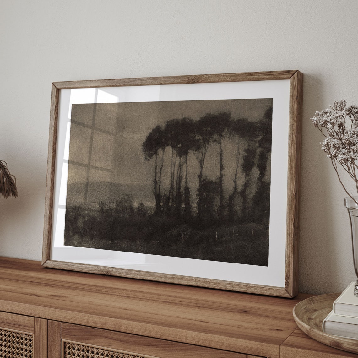 Dark Tree Silhouettes at Dusk Moody Tonalist Vintage Landscape Poster - Image 4