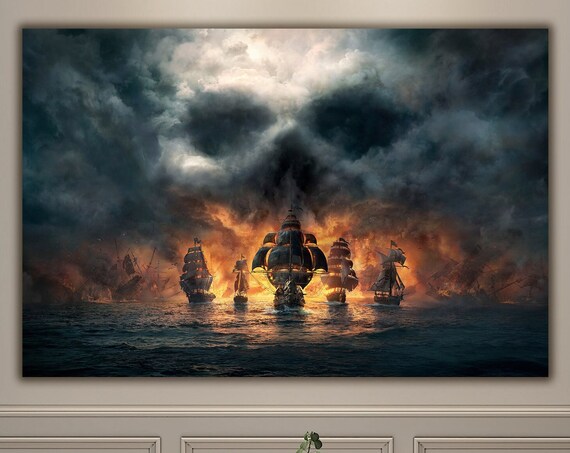 Gothic Pirate Ship Skull War Poster